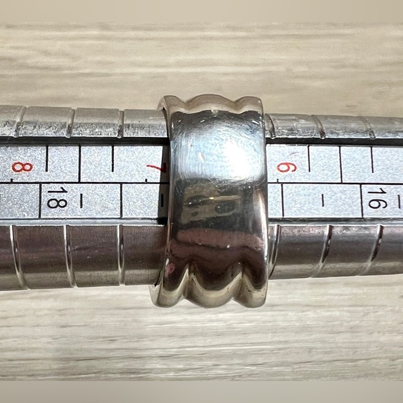 Vintage Designer Signed BV Sterling Silver & 14K Gold Wide Band Ring, Size 6.5 - Picture 13 of 13